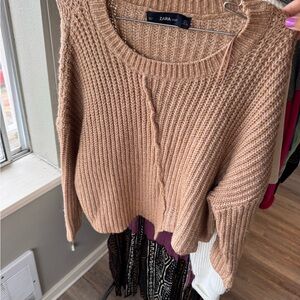 Zara Women's Camel Knit Sweater